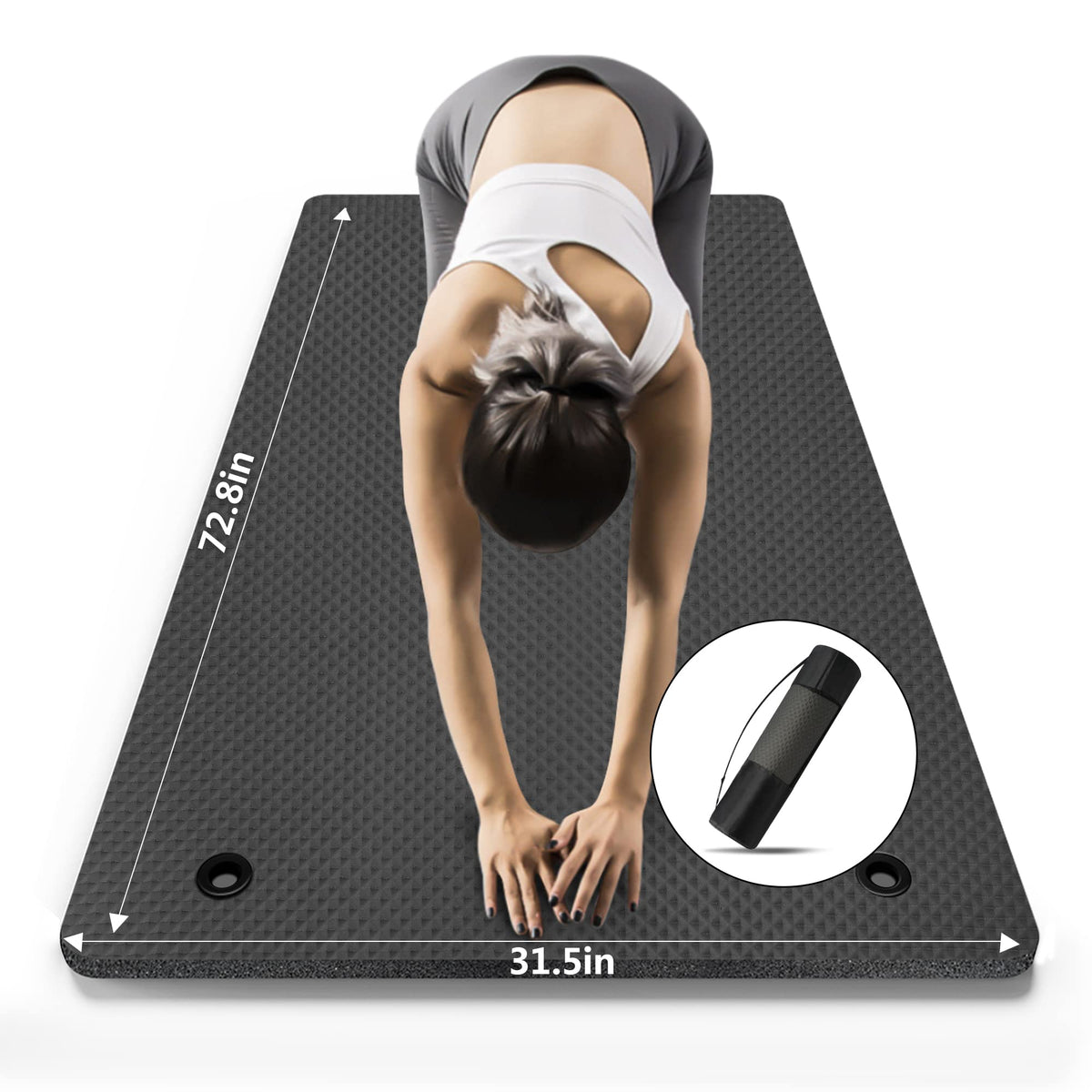 LFS Large Yoga Mat - 72"x 31.5" x 2/5 inch Extra Wide and Extra Thick Non Slip Exercise & Fitness Yoga Mat with Band and Yoga Bag ，for All Types of Yoga Outdoor Practice Pilates & Floor Workouts