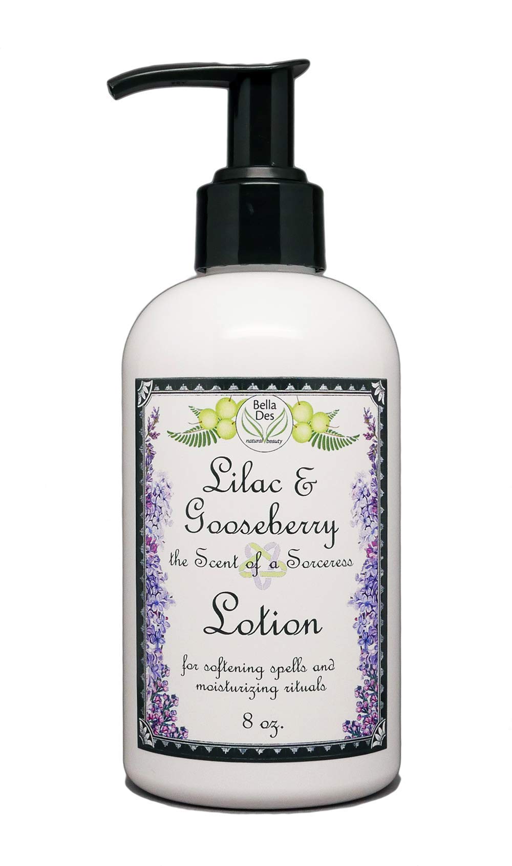 Lilac and Gooseberry Moisturizing Body Lotion 8 ounces Yennefer Scent of a Sorceress with Organic Extracts Natural Oils Hydration for Dry Skin by Bella Des Natural Beauty