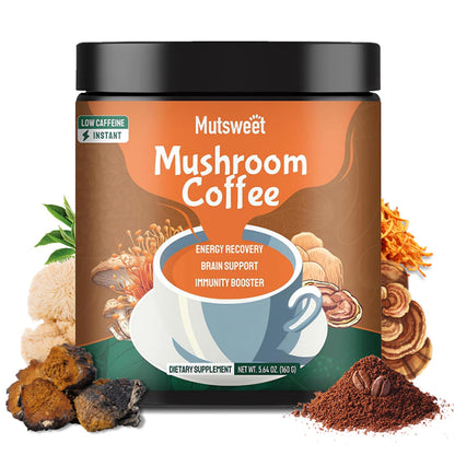 Mushroom Coffee Decaf Advanced 13 in 1 Mushroom Powder with Lions Mane Cordyceps Chaga Reishi Instant Coffee Mushroom Supplement with Adaptogens Rhodiola for Immune Focus Energy | Vegan
