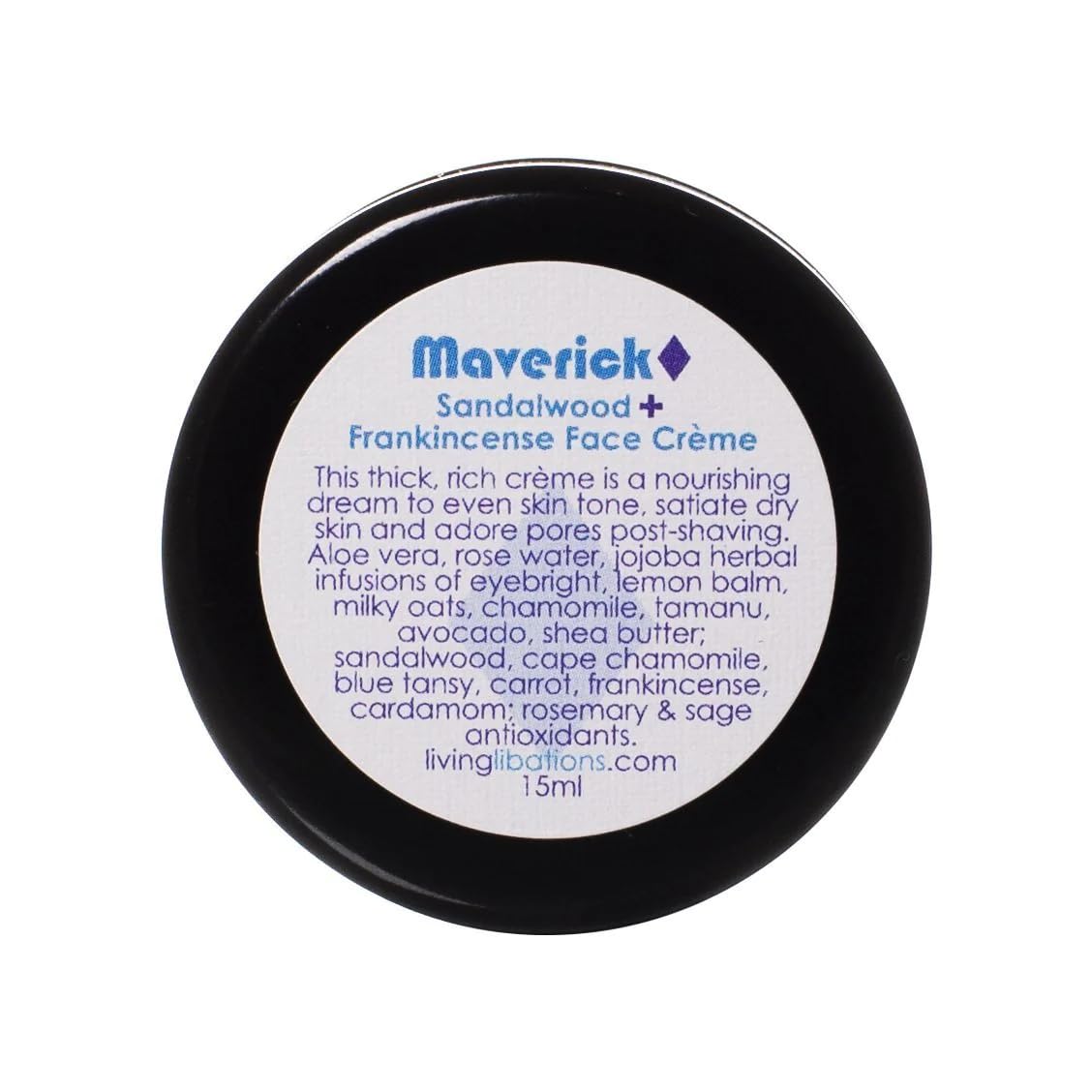 LIVING LIBATIONS - Organic Maverick Face Creme | Natural Wildcrafted Vegan Clean Beauty (.5 oz | 15 ml)